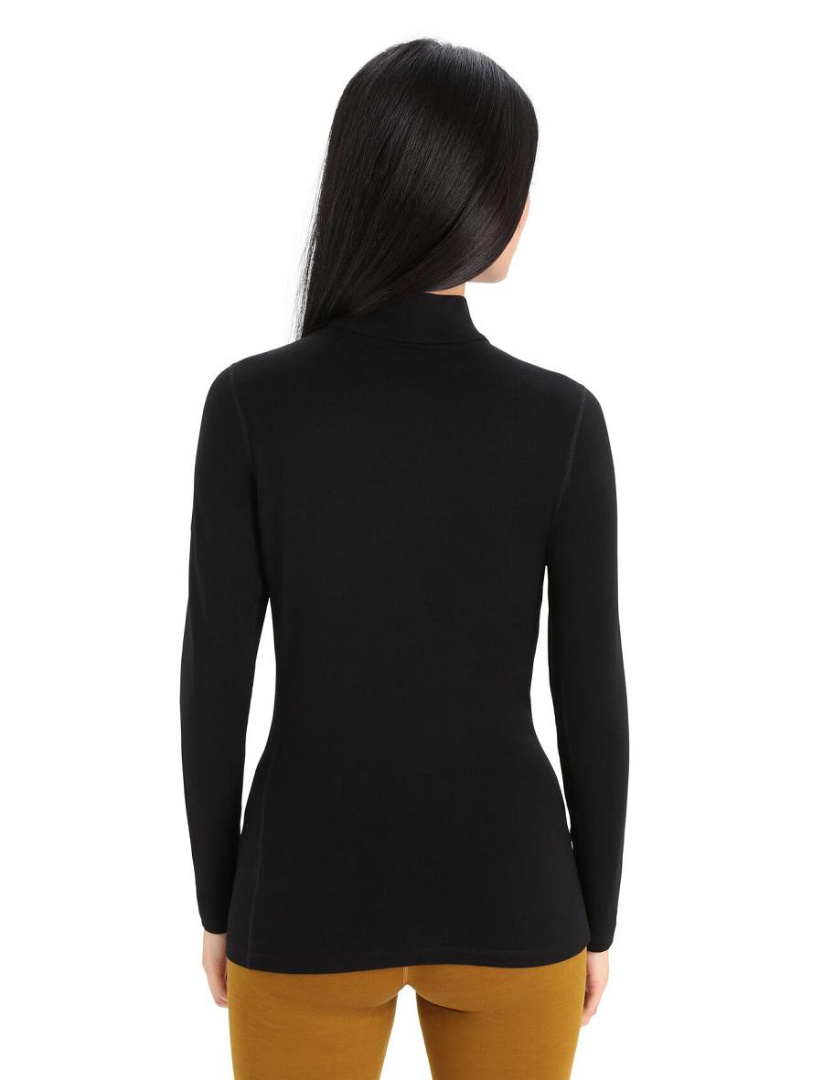 Black Women's Icebreaker Merino 260 Tech Long Sleeve Turtleneck Base Layers | USA 1828TCEV